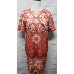 Asos Orange Patterned Dress Size 4 Small Stretchy Retro Look